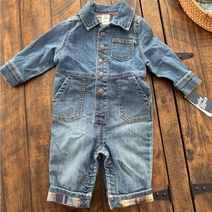 Osh Kosh Blue Denim One-Piece Romper, 6 months- NWT!